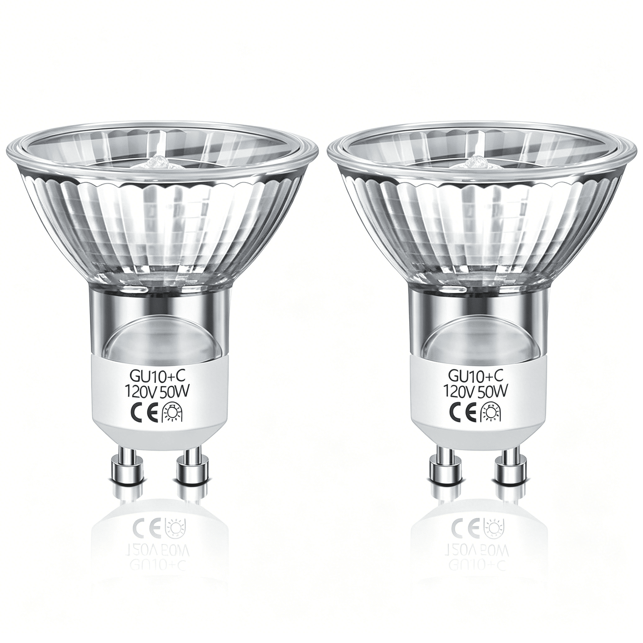Ivyemons GU10+C 120V 50W Halogen Bulb – 500LM Dimmable, MR16 GU10 Base, Warm White 2800K, 6-Pack For Track Lighting, Candle Warmers