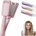 thumbnail image 1 of HIBIBUD Hair Waver Crimper, Curling Iron Hair Crimper Waver, Beach Waves Curling Wand, Ionic Deep Waver Hair Curler Tool with Ceramic 3 Barrel for Women, Dual Voltage, Anti-Scald, 1.25 Inch (Pink), 1 of 4