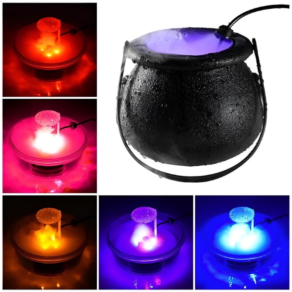 HIBIBUD Halloween Fog Machine Witch Cauldron with Colorful LED Lights,Halloween Party Mist Maker Fogger for Halloween