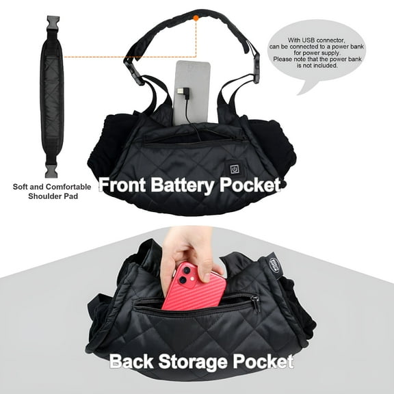 HIBIBUD Hand Warmer Pouch, Windproof and Waterproof Heated Hand Muffs with USB Connector for Winter Activities