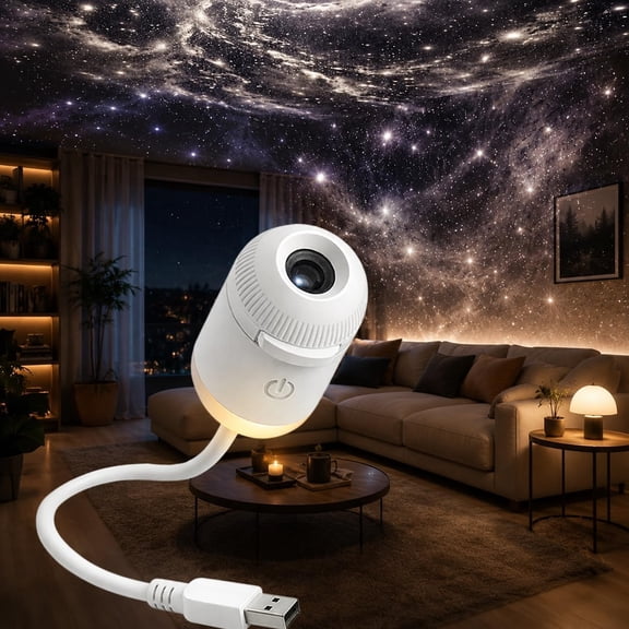 HIBIBUD Hd Smart 5D Holographic Night Light Projector, 2-In-1 Galaxy Star Projector Night Light with 360 Rotation, Adjustable Brightness for Bedroom (5 Projection Films)