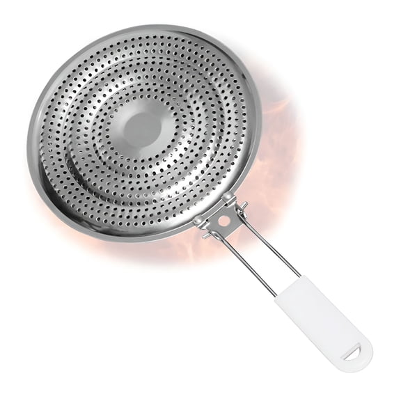 HIBIBUD Heat Diffuser,Wooden Handle Cook Ring Heat Diffuser Metal Household Supply Stove Pan,Reducer Flame Guard Simmer Plate for Electric and Stove Tops