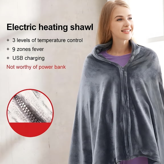 HIBIBUD Heated Blanket Battery Operated,with Battery Pack,Cordless USB Heated Shawl,Outdoor Portable Electric Blanket,USB Heated Throw 3 Heating Levels,Heating Blanket for Neck and Shoulder