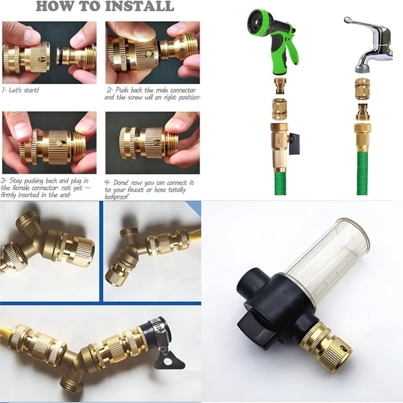 HIBIBUD Heavy Duty Rust Proof Garden Hose Quick Connect Fittings,Solid Brass Construction 3/4 Inch Thread,Easy Connect and Disconnect for No-Leak Water Hose Connectors