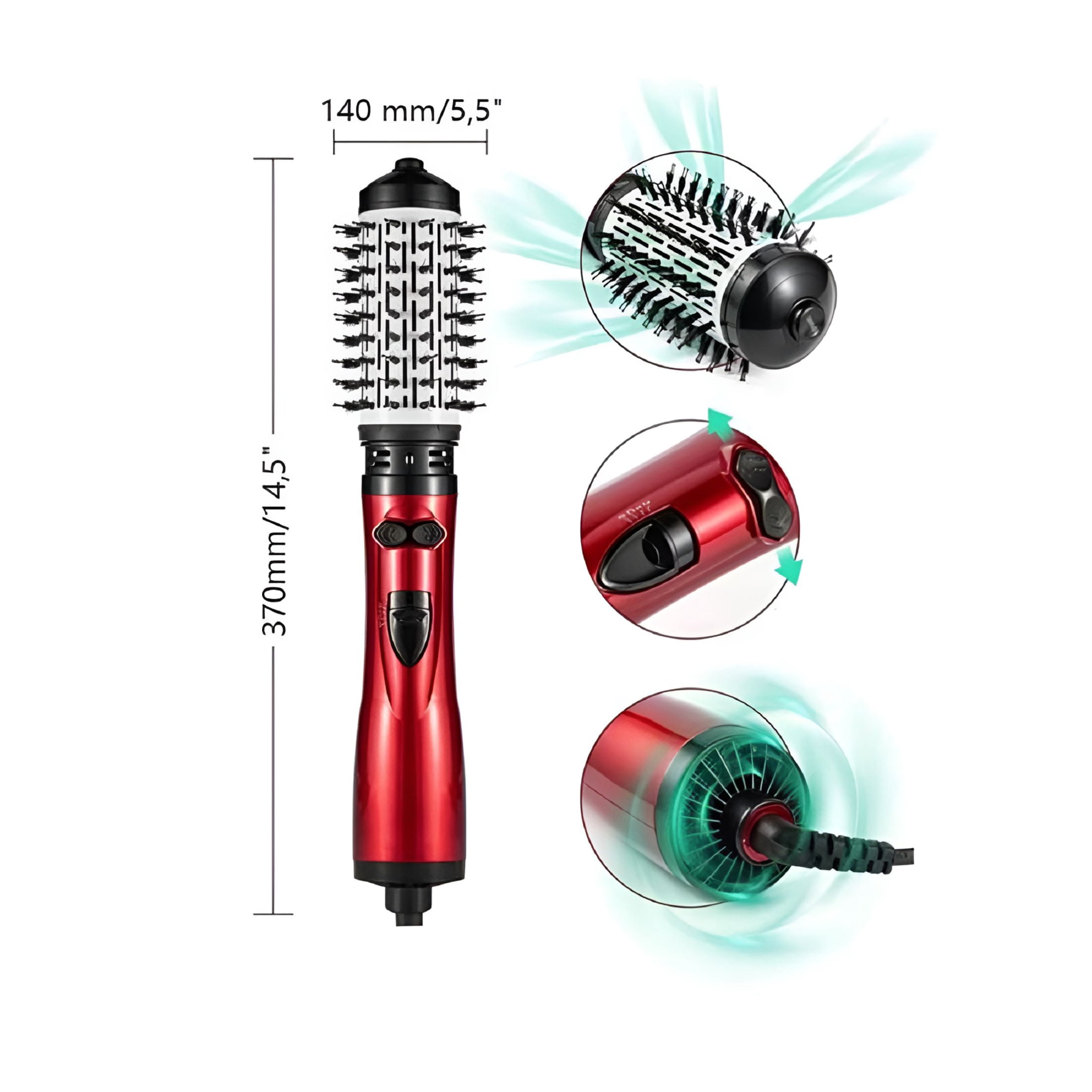 HIBIBUD Hot Air Styler Rotating Hair Dryer 3-in-1 Hot Air Spin Dryer Brush Hair Straightener Rotating Hair Straightener Electric Hair Dryer Comb