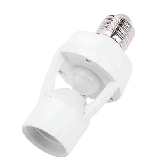 HIBIBUD Human body sensor light,360 Infrared PIR Induction Motion Sensor Smart Light Bulb Holder E27 Sensor Detection Lamp Socket AC110220V White,Plastic,1x Human body sensor light