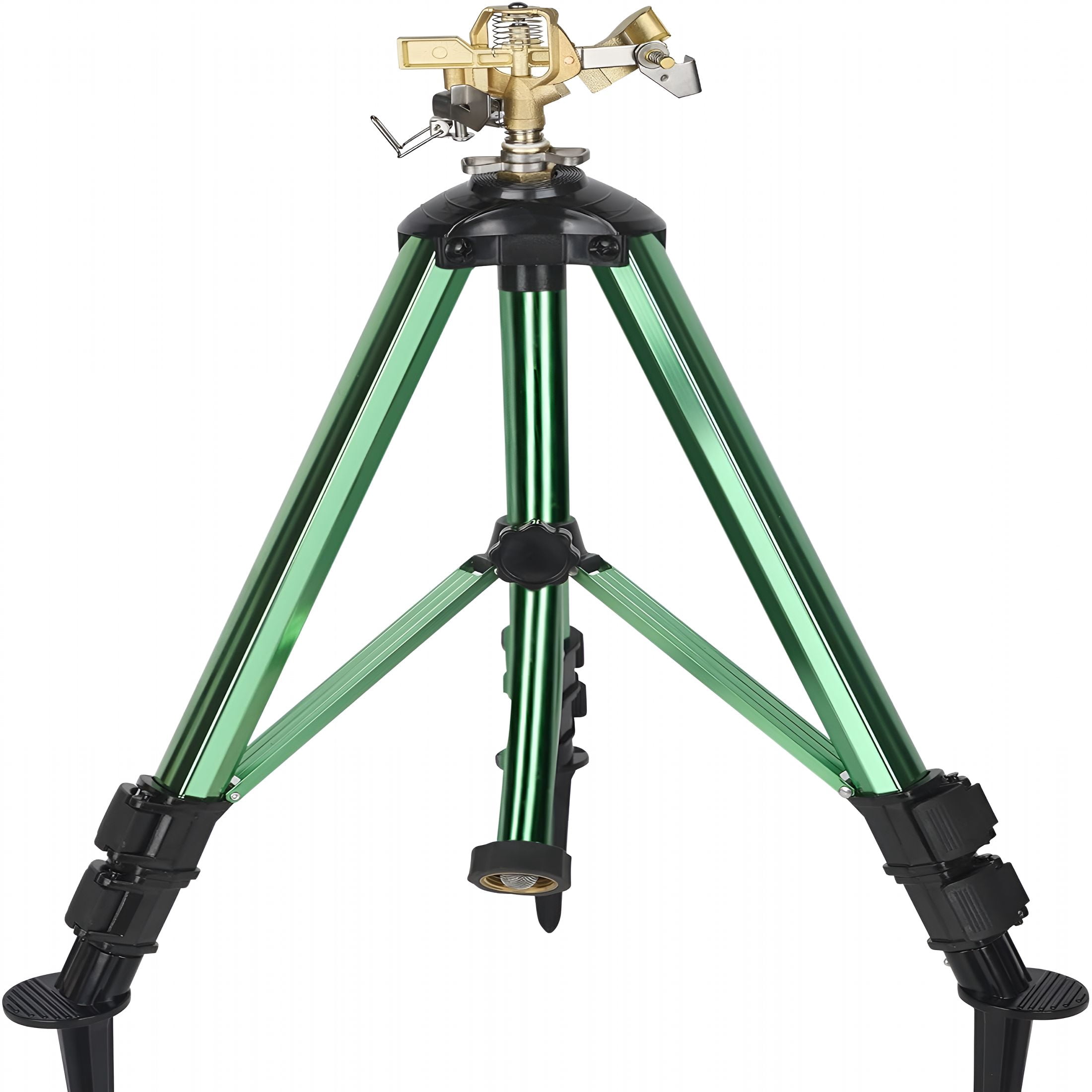 HIBIBUD Impact Sprinkler on Tripod Base,360° Adjustable Brass Sprinkler Head with Stakes,Heavy Duty Metal Tripod Lawn Sprinkler for Large Area Lawn,Yard&Garden Irrigation,1 Pack