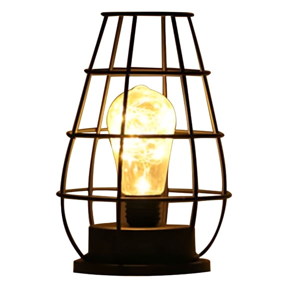 HIBIBUD Industrial Vintage Table Lamp, 28cm Dimmable Bedside Light with Cage Metal Frame, 3-Level Touch Base for Bedroom