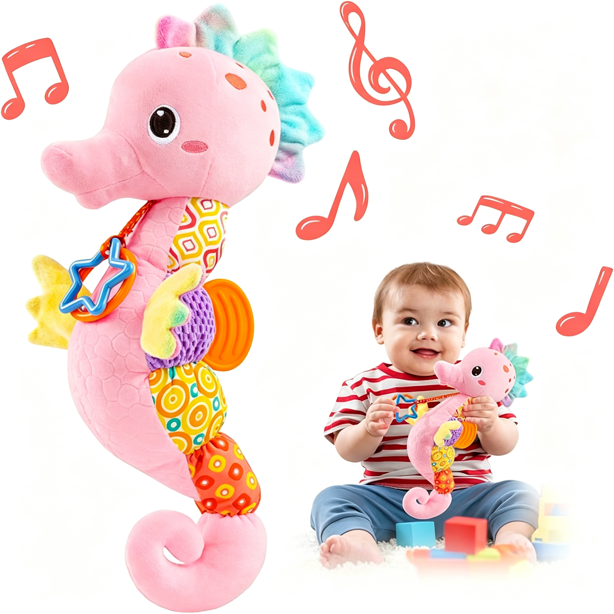 Texture Fcc HIBIBUD Infant Baby Musical Stuffed Animal Activity Soft Toys with ...