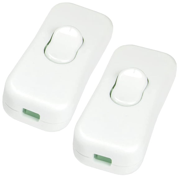 HIBIBUD Inline Appliance Switch Off Dpst Control Rocker Lamp Switch for Bedroom Table Lamp Desk Led Lights White Off Rocker Switch (2Pack)