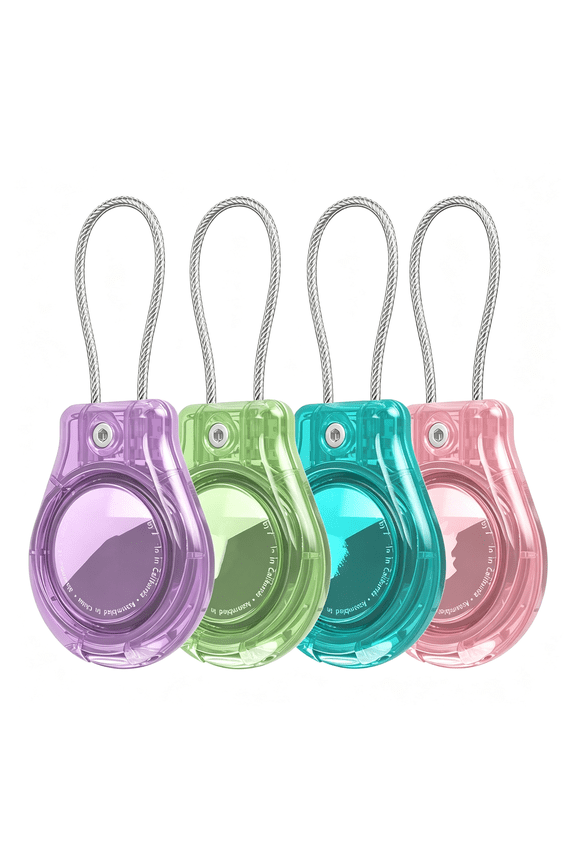 Ipx8 Waterproof for Keychain Holder Case with Wire Cabl | Ultra Durable Anti-Lost Lock Keychain Holder for Luggage,Dog,KeyClear Pink+Blue+Green+Purple