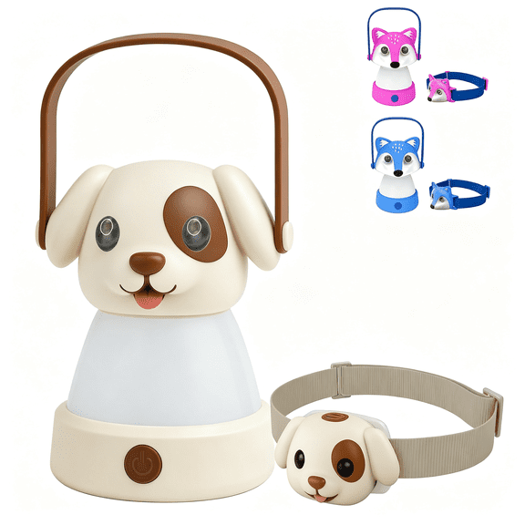 HIBIBUD Kids Camping Essentials Led Kids Lantern and Rechargeable Kids Headlamp Set | Multiple Purposes Kids Nightlight/Flashlight Toys Holiday, Halloween N Birthday Gifts for Toddlers