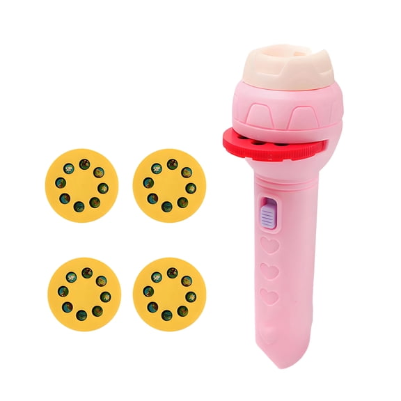 HIBIBUD Pink Kids Flashlight with Projector,Toddler Light for Nighttime Fun & Early Learning
