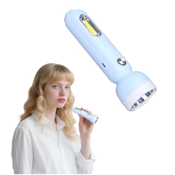HIBIBUD 6.3" Blue Rechargeable Flashlight for Kids & Seniors,Compact Bright Light for Night Use