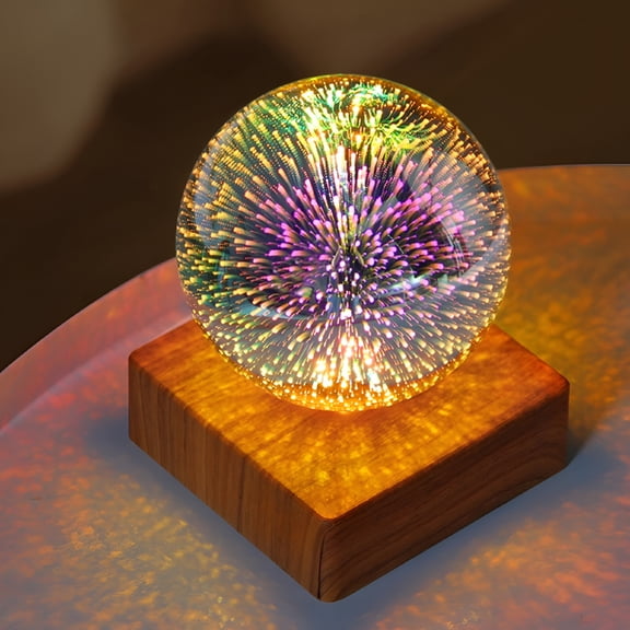 HIBIBUD LED Fireworks Night Lamp Gifts 3D Crystal Ball Sleep Lights for Wedding Birthday