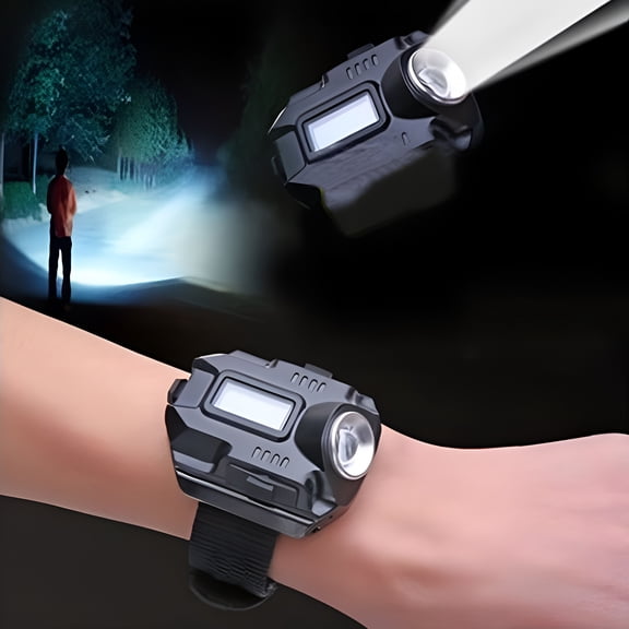 HIBIBUD LED Wrist Flashlight Watch,Rechargeable Hands-Free Wrist Torch for Outdoor Use for Camping, Hiking, Running, Fishing, Night Work, Emergency, Dog Walking, Repair, Travel