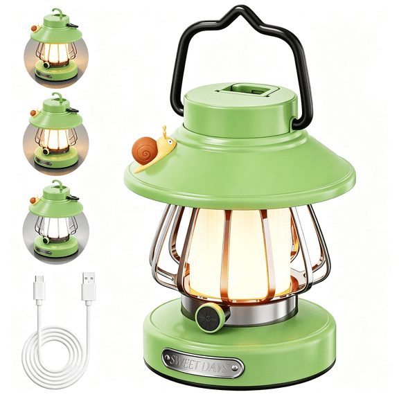 HIBIBUD Lamp for Kids Set Toddler Flashlight Convenient Led Light Rechargeable Battery Operated Outdoor Indoor Essentials Table Portable Night Light Green Gift Electric Camping Lanterns Snail