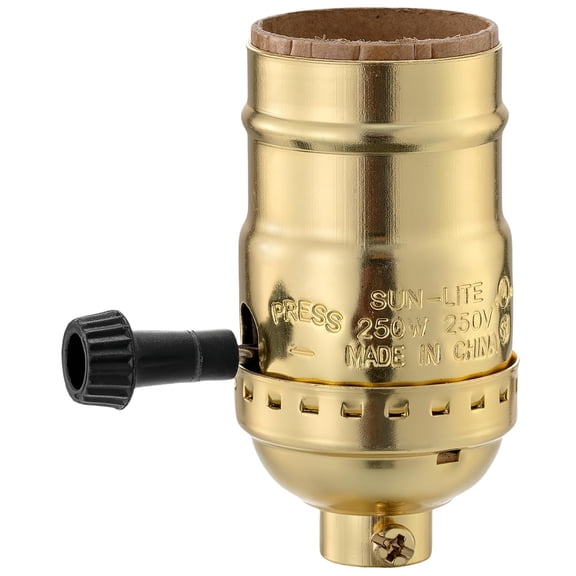 HIBIBUD Lamp Socket Replacement, E26 Threaded Base, Turn Knob for ON/Off Light Settings, Lamp Parts for Table and Floor Lamps Repair, Dimmable Light Bulb Socket with Lamp Switch (Gold)