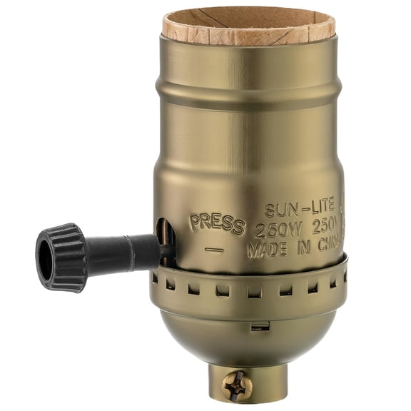 HIBIBUD Lamp Socket Replacement, E26 Threaded Base, Turn Knob for On/Off Light Settings, Lamp Parts for Table and Floor Lamps Repair, Light Socket with Lamp Switch Kit(Antique Brass)