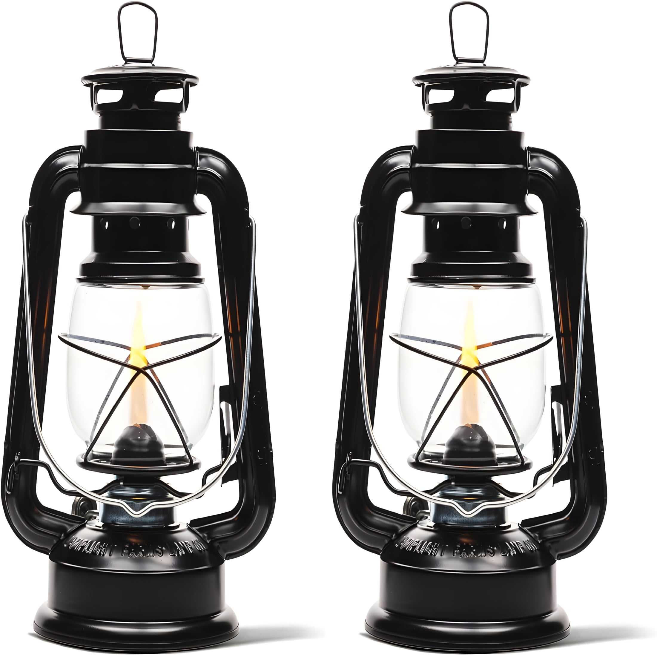 HIBIBUD Large Paraffin Oil Indoor Lamp,Hurricane Lamp,Emergency Kit,Farmer’S Lantern Indoor Oil Lamp,Black (Pack of 2)