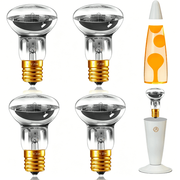 HIBIBUD Lava Lamp Bulbs 25 Watt,R39 E17 Reflector Type Lava Lamp Light Bulb,120V Replacement Light Bulbs for Lava Lamps and Glitter Lamps,Dimmable,2700K Warm White,4 Pack