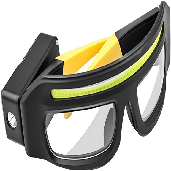 HIBIBUD Led Glasses Rechargeable Headlight with Motion Sensor And Touch Control,5 Modes Usb C Lighted Glasses for Running Camping,Fishing,Cycling,Hiking,Hands-Free Lighting (Yellow)