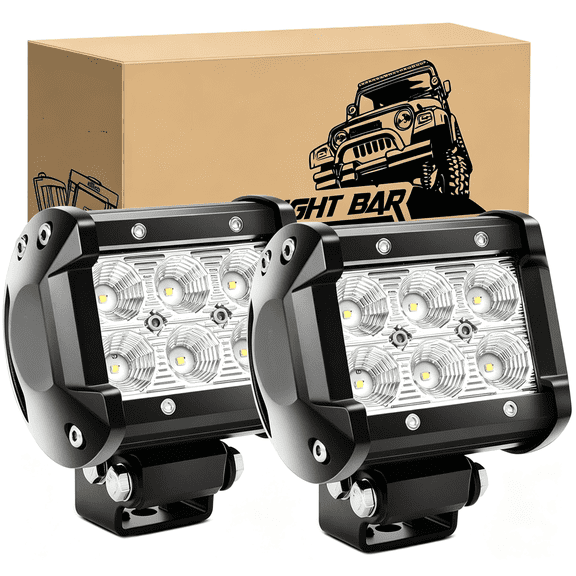 HIBIBUD Led Pods 2Pcs 18W 1260Lm Flood Off Road Lights Super Bright Driving Work Fog Lamps for Trucks Pickup Golf Cart Suv Atv Utv 4X4 Van Camper Boat Super Bright Fog Lights