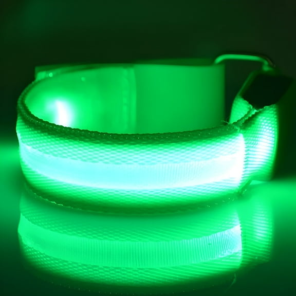 HIBIBUD Light Up LED Armband for Running Walking at Night, Reflective Arm Bands for Runners, Rechargeable Jogging Lights, High Visibility Night Running Safety Gear Adjustable Running - Green