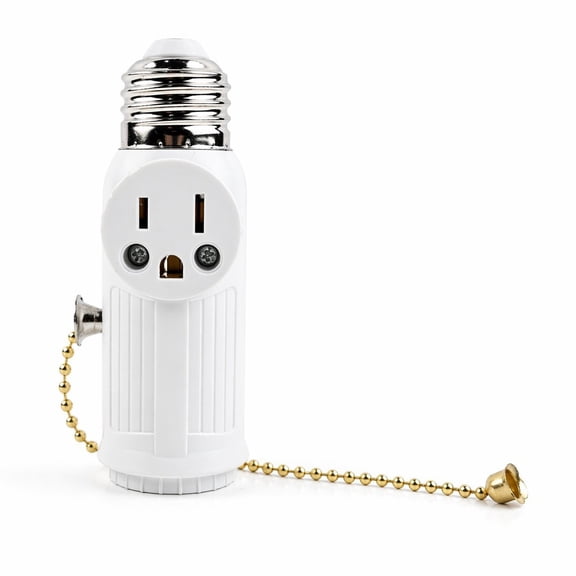 HIBIBUD Light Socket Plug Adapter 2 Pack Both Sides 3 Prong Light Bulb Outlet Socket Adapter Heat-Resistant Materials Light Socket Adapter Light Bulb Plug Adapter Expansion Socket White