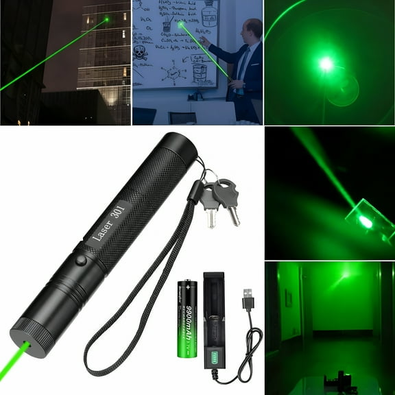 HIBIBUD Long-Range Green Beam Flashlight, Pen Flashlight, Powerful Green Laser Beam Flashlight for Outdoor and Tactical Use, Compact LED Torch