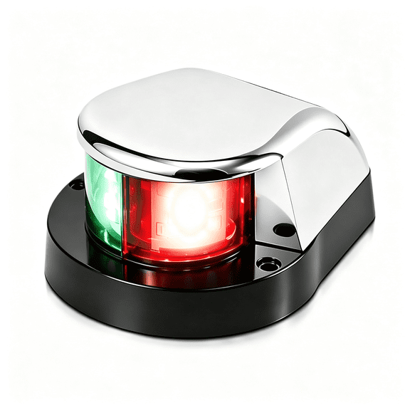 HIBIBUD Marine Navigation Lights,12-Led Marine Signal Lights,Red and Green Bow Lights,Waterproof Navigation Lights,Suitable for Pontoon Boats,Yachts,And Other Vessels (Silver)