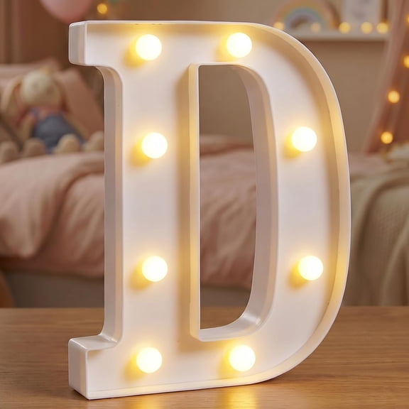 HIBIBUD Marquee Letters 8.5 Inch Light Up Letters Battery Powered Letter D | Warm White Led, Battery Powered, Lightweight, Ideal for Bedroom, Party, Birthday and Holiday Decor