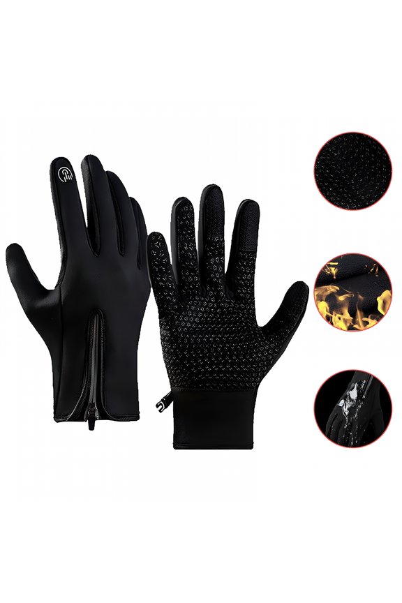 Mens Touchscreen Gloves Extra Large Winter Gloves Men Thermal Zipper Adjustable Snow Full Anti Slip Outdoor Women Windproof Cold Weather Gloves