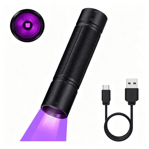 HIBIBUD Mini 365Nm Uv Light Usb-C Rechargeable Blacklight Pet Urine Detector Money Scorpion Detection with Built-In Battery,Durable Blacklight Flashlights