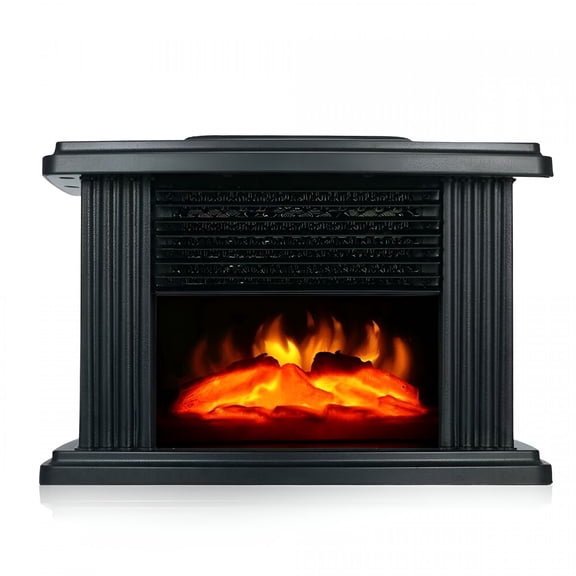 HIBIBUD Mini Electric Fireplace Space Heater, 1000W Portable Infrared Heating Box with 3D Flame Effect, 3-Speed Personal Warmer