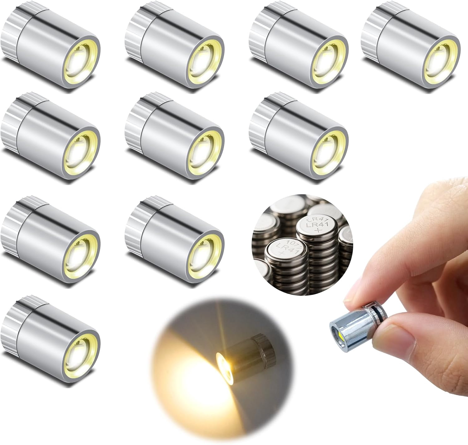 HIBIBUD Mini LED Lights, 10 PCS Small Spotlight Battery Operated Tiny ...