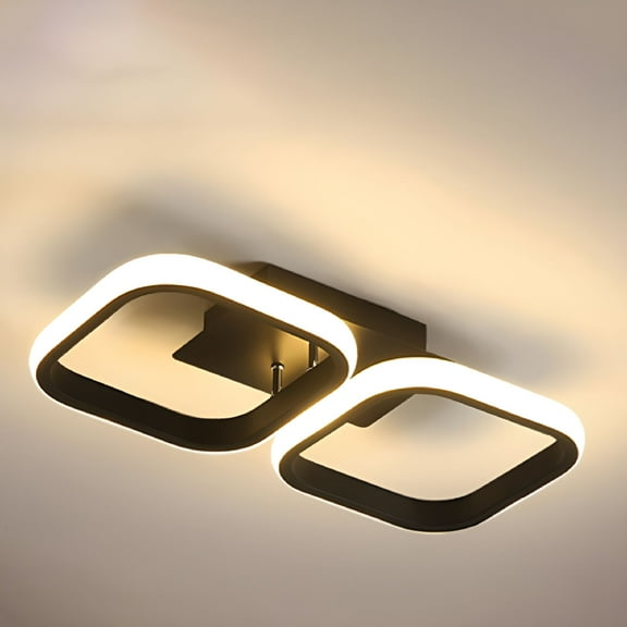HIBIBUD Modern LED Ceiling Lights Ceiling Lamp Ceiling Lighting Fixtures for Living Room Kitchen Dining Room Bedroom - Black Square Warm
