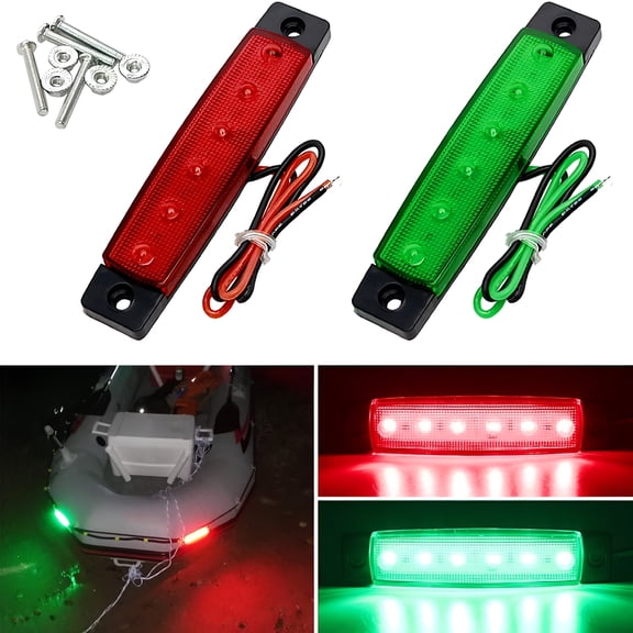 HIBIBUD Navigation Lights, Led Stern And Marine Strip Lights for Boat Bow, Kayak, Dc 12V 2Pcs (Red And Green)