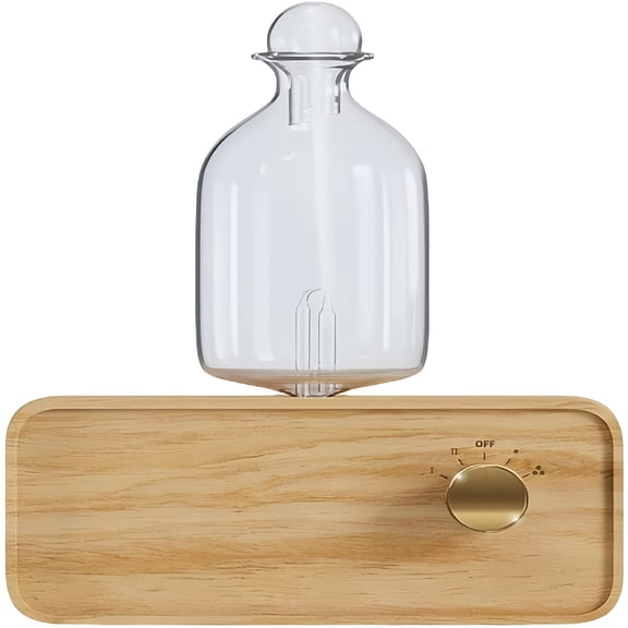 HIBIBUD Nebulizing Essential Oil Diffusers - New Waterless Essential Oil Nebulizers Cordless Rechargeable for Living Room Home Office, Wood and Glass Oil Aromatherapy Diffusers