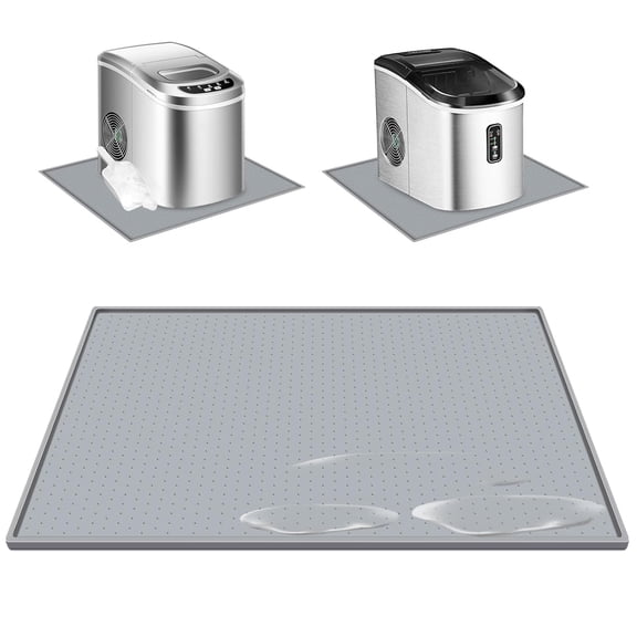 HIBIBUD Nugget Ice Maker Countertop Mat with Non-Slip Dots,Waterproof Silicone Mat for Portable Small Mini Countertop Ice Machine Maker,19''X12''