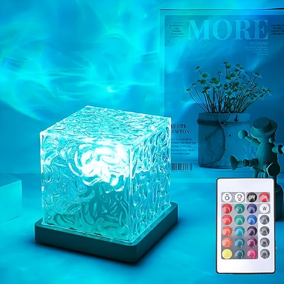 HIBIBUD Ocean Wave Projector Light,16-Color Luminor Cube Lamp&App Remote,3D Holographic Water Ripple Romantic Ambient Lighting for Child's Room,Meditation Relaxation,Night Light