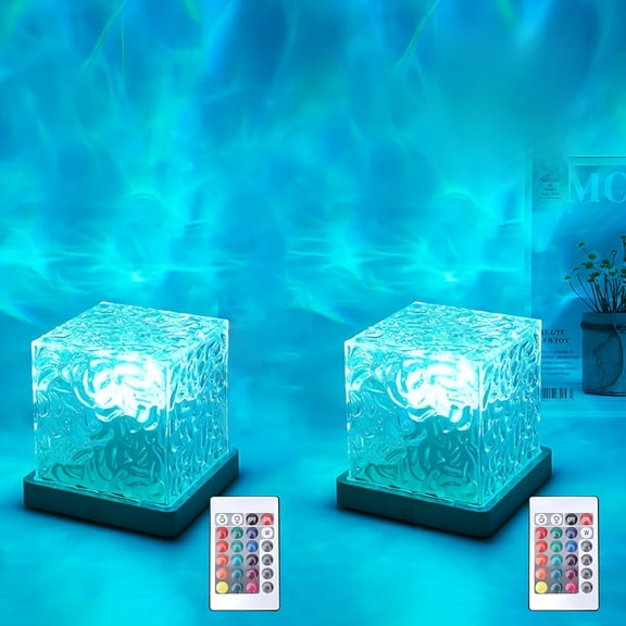HIBIBUD Ocean Wave Projector Light,16 Color Rgb Mood Light with Remote,3D Water Ripple Night Light for Kids Room,Meditation,Yoga,Home Decor(2 Pcs)