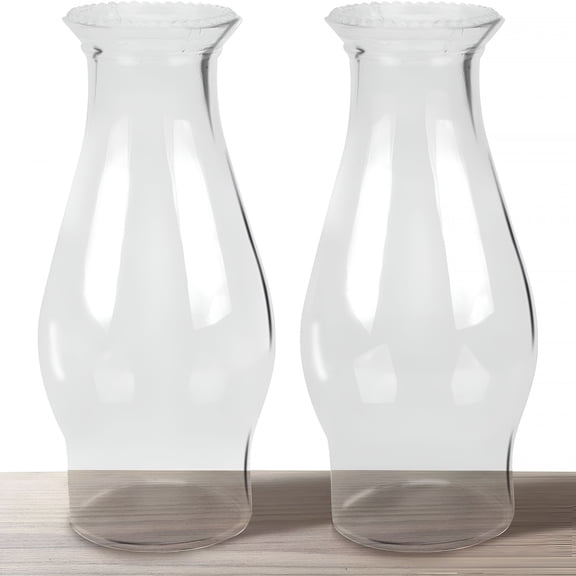HIBIBUD Oil Lamp Chimney Hurricane Lamp Glass Replacement Clear 3 Inch Base for Kerosene Lamp Shade (Wave Style 2P)