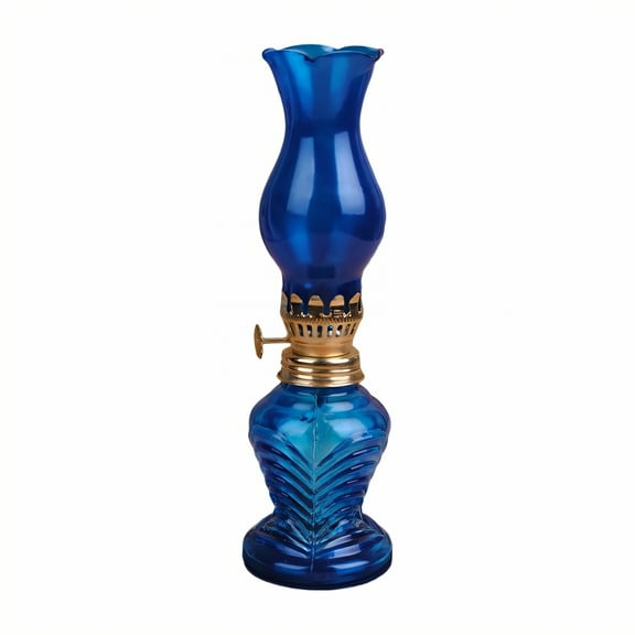 HIBIBUD Oil Lamp,Elegant Retro Design Oil Lamps for Indoor Use,Collectible Artistic Piece Lamp Oil for Indoor Use,Blue,2.4*2.4*7.9in
