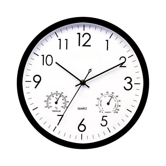 HIBIBUD Outdoor Garden Retro Clock Waterproof Temperature Measurement Hygrometer 12"es Waterproof Shower Wall Clock Decorative Non Ticking Wall Clock Thermometer Combo for Outdoor Indoor