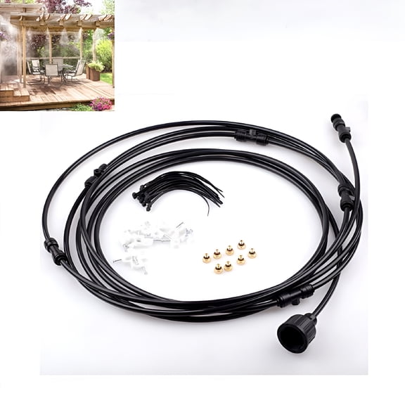 HIBIBUD Outdoor Misting Cooling System, 10ft Portable Patio Mister Kit with Brass Nozzles for Garden, Deck, Balcony