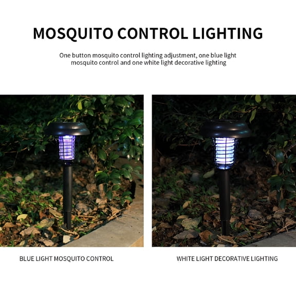HIBIBUD Outdoor Waterproof Solar Bug Zapper Insect Killer Black