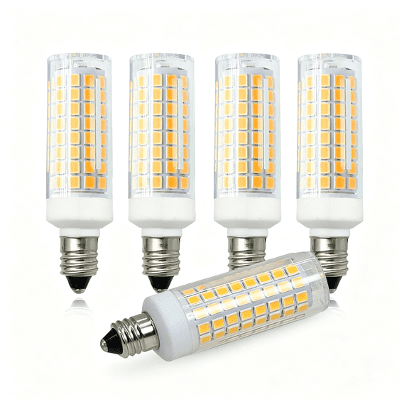 HIBIBUD [Pack of 5] E11 Led Bulb 7W Dimmable E11 Mini Candelabra Base 75W Halogen Equivalent,T3/T4 Jd E11 Led Light Bulb for Chandelier Cabinet Ceiling Fan Decorative Lighting Warm White 3000K