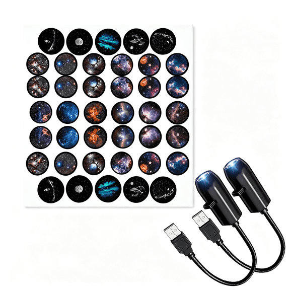 HIBIBUD Plug and Play Star Projector Light, Night Light(1,17 Discs) | Plug and Play,Hd Glass Lens,360 Flexible Neck,Multiple Theme Sets,Usb Powered,Portable Build,Stable Rotation