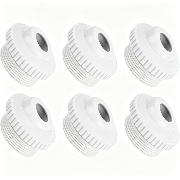 HIBIBUD Pool Jet Nozzles Directional Flow Hydrostream Return Jet Compatible with Adjustable 3/4" Opening Rotating Eyeball and 1-1/2 Inch Mip Thread - Pack of 6